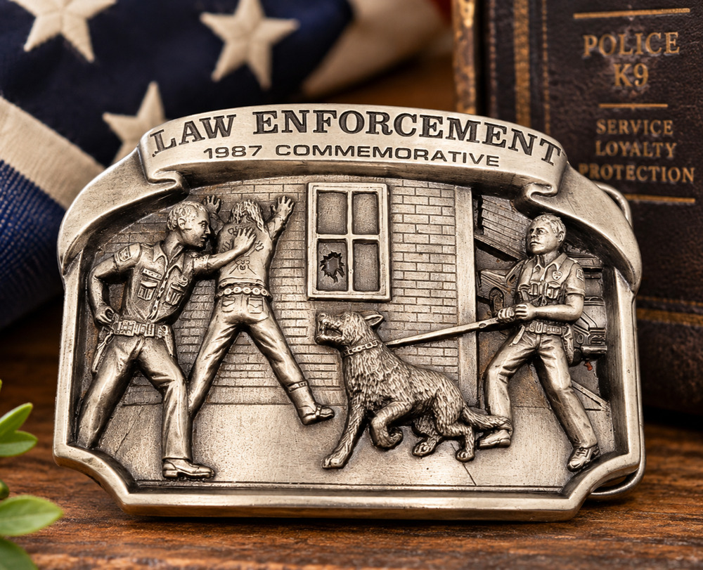 Vintage 1987 Arroyo Grande Law Enforcement K9 Canine Officer Belt Buckle Limited